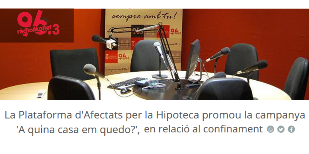 Read more about the article La campaña #EnQuéCasaMeQuedo, en Ràdio Mollet